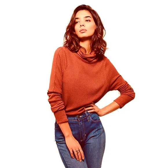 Free People Red Cowl Neck Blouse - Picture 2 of 11